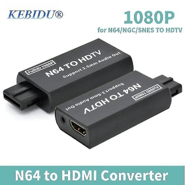 N64 til HDMI Konverter HD 1080P Spilkonsol N64 til HD TV Adapter Plug and Play til N64/SNES/NGC/SFC med 3,5 mm Lydoutput