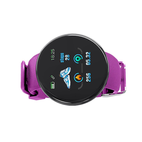 1,3 tums färgskärm Touch Smart Watch Ip65 stegräknare Mode Fitness Puls Sömnmätare Män Dam Smart Armband D18 (lila)