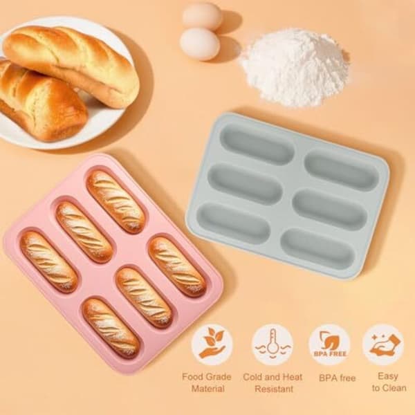 Kageform. 2-delt silikone kageform sæt, silikone brødforme. Lille baguetteform til hjemmelavede kager og brød