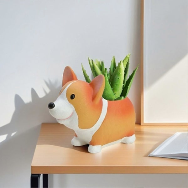 Qinghai Corgi Mehikasvi Ruukku Hartsi Kynäteline Pöytäkoriste Lyijykynäteline Toimisto Koti Koulu Pöytälevy Pennun Ruukku Lahja Corgi-ystäville