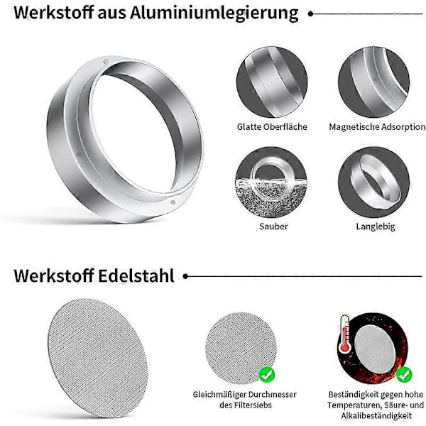 51 mm kahvin annostelurengas, alumiininen kahvin annostelurengas kiekkosuojalla, ruostumattomasta teräksestä valmistettu espressosiivilä