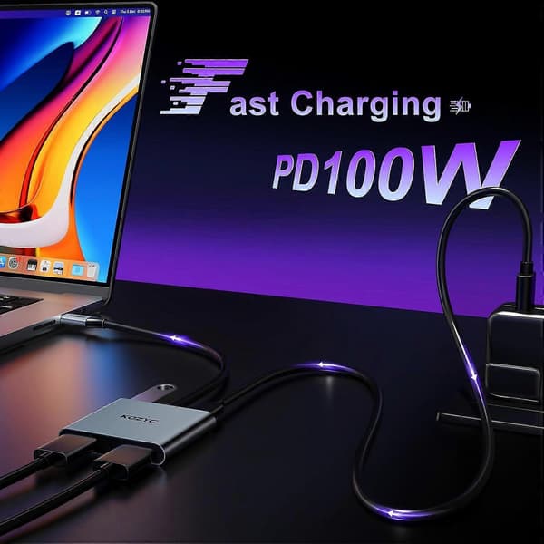 USB C - Kaksois-HDMI-sovitin 4K@30Hz, USB C -keskitin Multiport-sovitin 2xHDMI:llä, USB