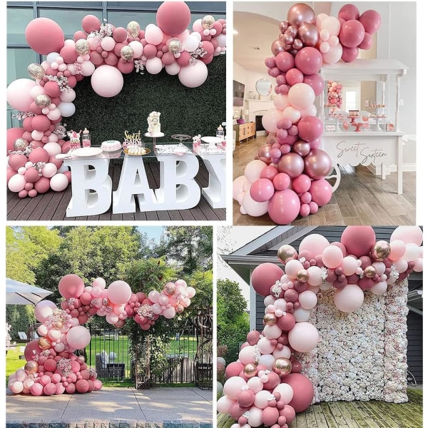 Ballongbåge girland set, rosa guld fest ballong dekoration set bröllop examen dag dekoration