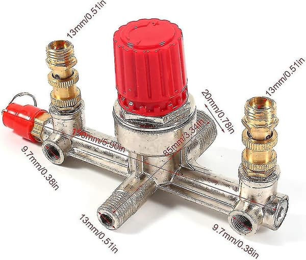 Kompressor - Samfox Manifold til kompressor Luftkompressor Udløbsrør Regulator Fitting