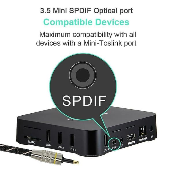 Digital lyd Toslink til Mini Toslink-kabel 3,5 mm SPDIF optisk kabel 5M