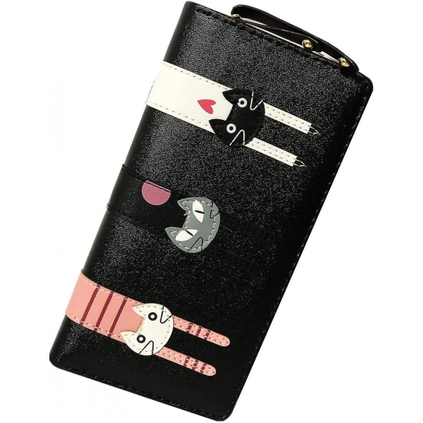 Dame lommebok Mote tegneserie katteglidelås lommebok med stor kapasitet