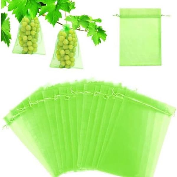 60-pack Fruktskyddspåsar, 20x30cm Druvskyddspåsar, Trädgårdsorganzapåsar med Dragsko