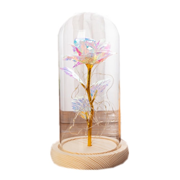 One Piece Beauty and the Beast farget rose, gave til henne, bursdagsgave til kone, magisk rose i glasskuppel, bursdagsgave til mamma-11,5*21,5 cm