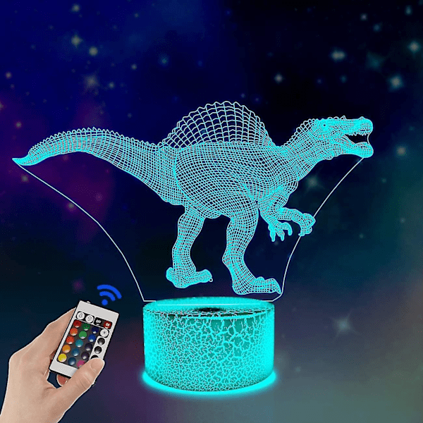 Dinosaurus 3D Yövalo Spinosaurus Illuusio LED Sängin vieressä Valo 16