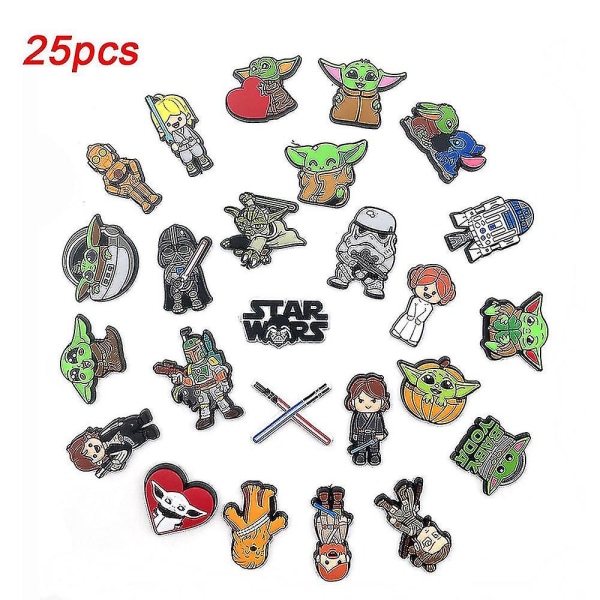 25 stk Star Wars-tema Crocs-sko charms Søte Grogus tegneseriestil Sko dekorasjoner Charms Sko tilbehørsett