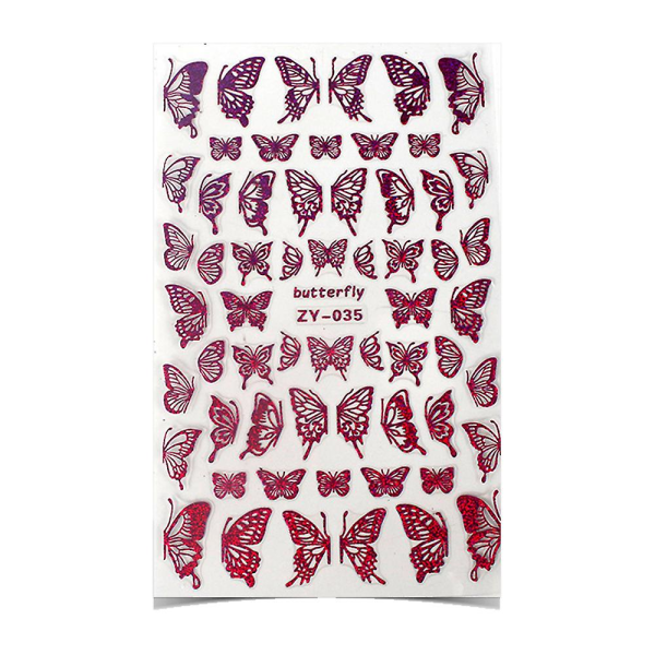 Butterfly Nail Art-klistremerke med 3d Hot Stamping Laser Nail Decal 3d Nail Stick-dekor