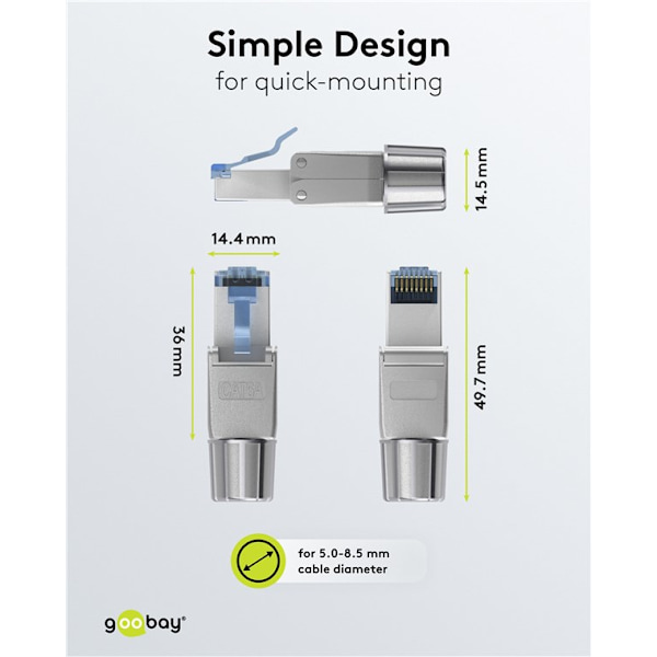 CAT 6A Shielded RJ45 Connector STP, for Tool-Free Assembly