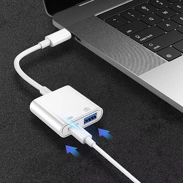 2 i 1 til USB 3.0 OTG-adapter til iPhone/Type-C Tilslut USB-flashdrev, kamera