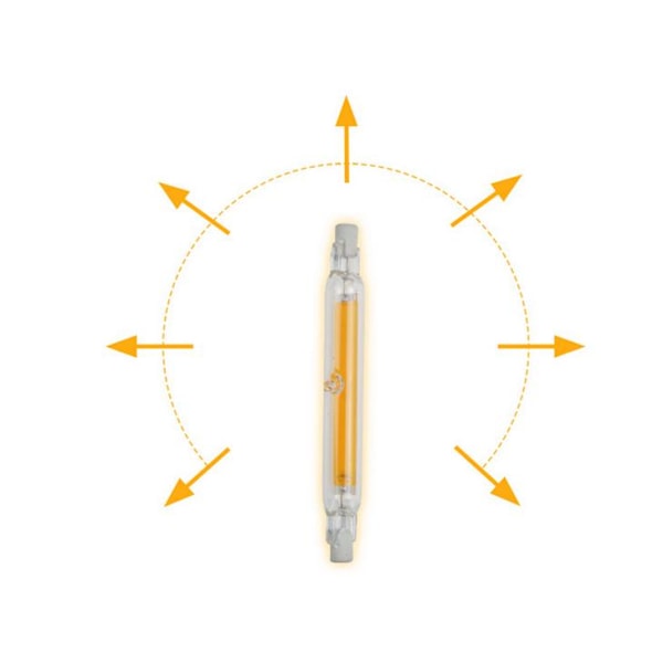 R7S LED-lampe COB-glasversion dobbeltsidet krydslampe - 118mm, 1 stk.