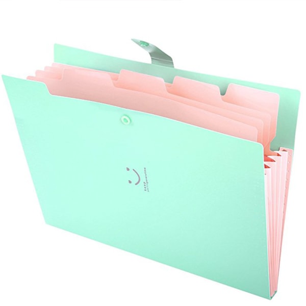 Candy Color Cute udvidelsesmappe, 5-fligede lommemappeorganisator, Alphabet Portable Folder School (Teal)