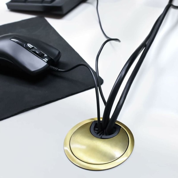 2-delt kabelindføring 80 mm | Kabelhulsdæksel til skriveborde, skriveborde og bordplader