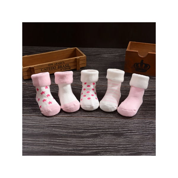 Baby skridsikre strømper småbørnsokker i ren bomuld baby børn skridsikre strømper 6-12 måneder pink