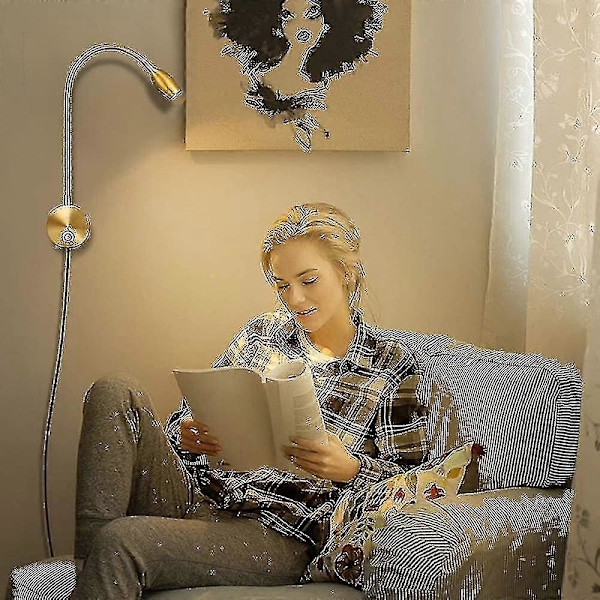 Himmennettävät LED-lukulamput, seinäkiinnitettävät lukulamput sängyn päätyyn, joustava hanhenkaula kosketushimmentimellä, pistokkeella, johdollinen, 3 väritilaa, 2 kpl