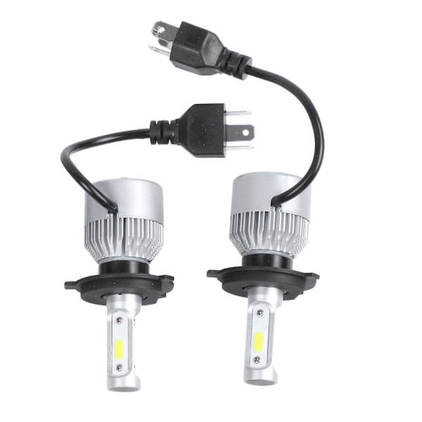 2 x S2 H4 72W 8000LM LED-frontlykter for bil, Hi/Lo-stråle, automatiske pærer, 6000K hvitt