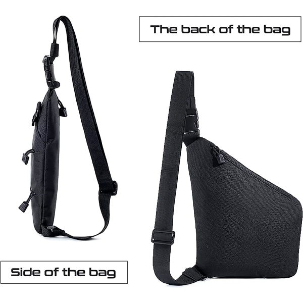 Midjeväska för män Dold ryggsäck Hölster Bröstväska Messenger Bag (svart vänster)