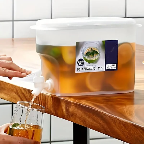 Stor kyl med dryckesdispenser - Plastkanna för iste och juice med kran - 1-pack