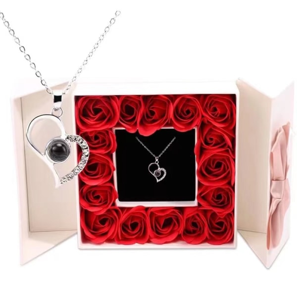 Jag älskar dig Röd roshalsband - romantiska presenter till hennes fru flickvän på årsdagen Alla hjärtans dag presenter Platinum sixteen flowers