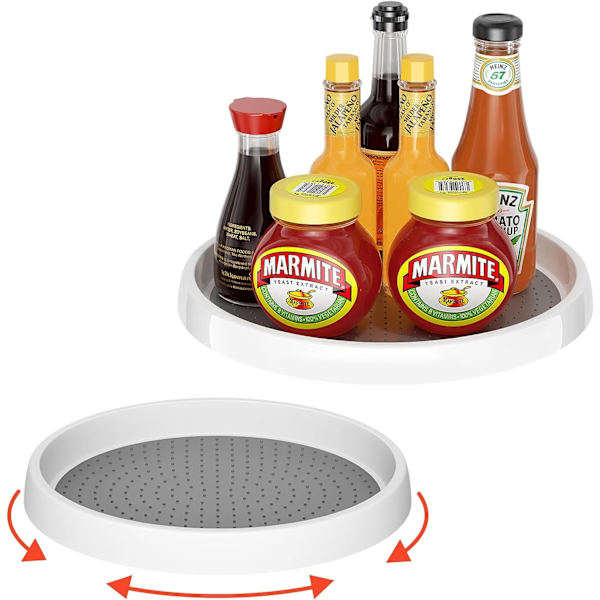 2 kappaletta keittiön kaapin kääntyvä alusta, 25 ja 29,5 cm mausteteline, 360° pyörivä mausteteline,