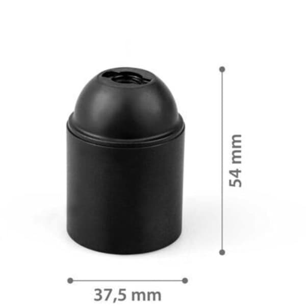 Pakke med 10 sorte E27 fatninger, glat base E27 fatningsholder til synlige pærer og tykt E27 gevind
