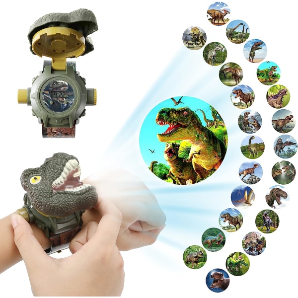 Watch med 24 dinosaurieprojektionsmönster Tecknad digital watch för barn