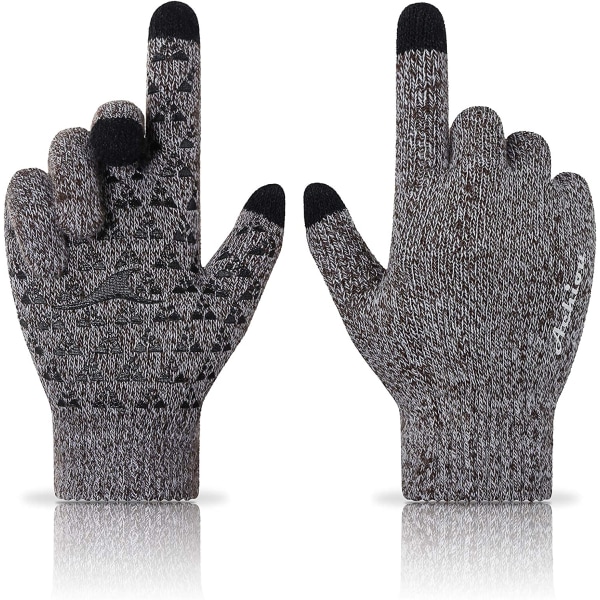 Vinterstickade handskar pekskärm för att hålla varma, mjuka elastiska muddar (svart och vit)