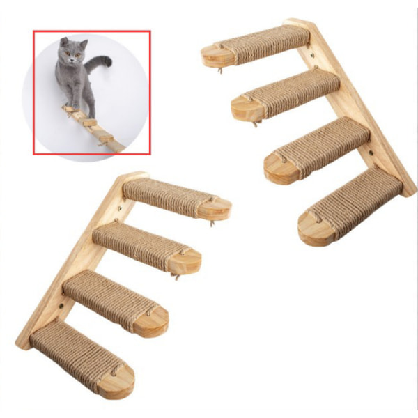 2-pack katt klätterställning Väggmonterad kattklättringstrappa i trä