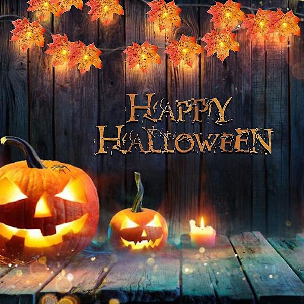 Vaahteranlehti Valojuhlat - Kiitospäivän Koristeet - 20 Led Joulukuusen Valot - Vedenkestävä Paristoilla Toimiva Keijuvalo Halloweeniin Jouluun