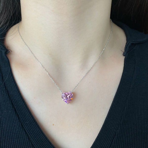 S925 sterling sølv klosett sett rosa kjærlighet personlighet kreativ kragekjede mote allsidig fargerik søt hjerteformet kjede drømmende