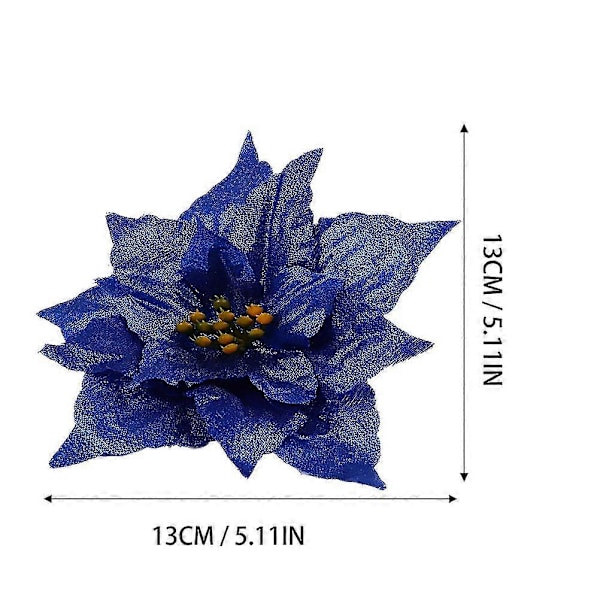10 st Bröllopsdekoration Konstgjord Glitter Julstjärna Julstjärneblommor Faux Julstjärna Julgran Julstjärna