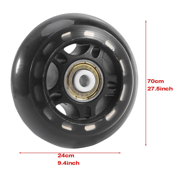 4-pack inline skate hjul indendørs/udendørs erstatningshjul med lejer 70 mm, sort