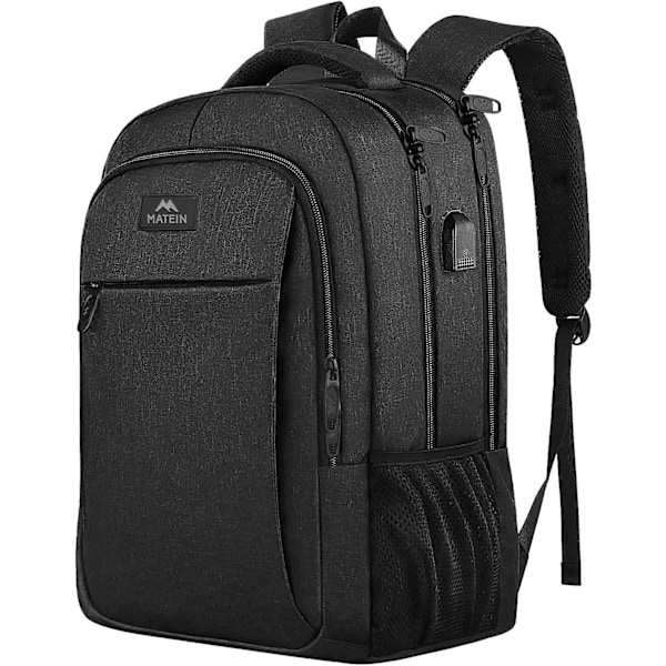 Reisebærbare PC-ryggsekk, Business Anti Theft Slim Slitesterk Laptop-ryggsekk med USB-ladepunkt, Vannresistent College Skole Datamaskinveske Gaver fo