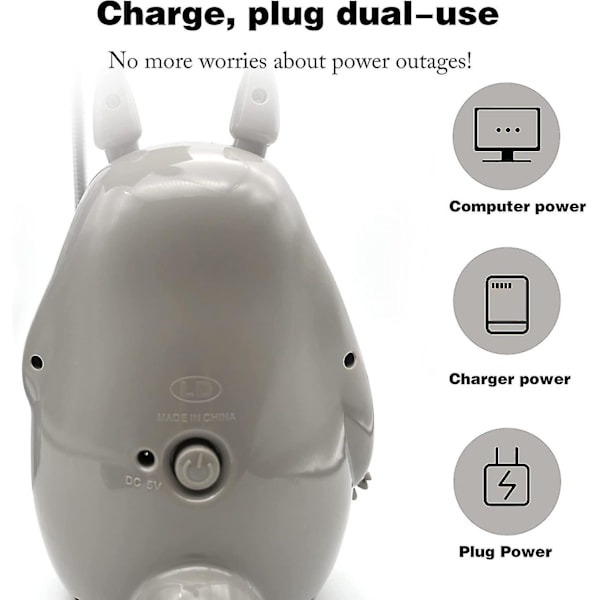 Min Nabo Totoro Natlampe, Totoro Merchandise, med 2 tilstande til soveværelse sengebord læselampe bedste gaver til piger drenge og venner (grå)