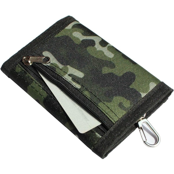 1 st Camo -plånbok, polyester/canvas/Oxford/barnplånbok, tonårspojkplånbok (militärgrön)
