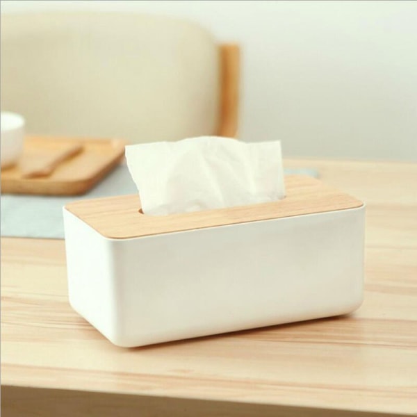 Hem enkel låda med mjukpapper i trä vardagsrum skrivbord matlåda - vit, 1 st
