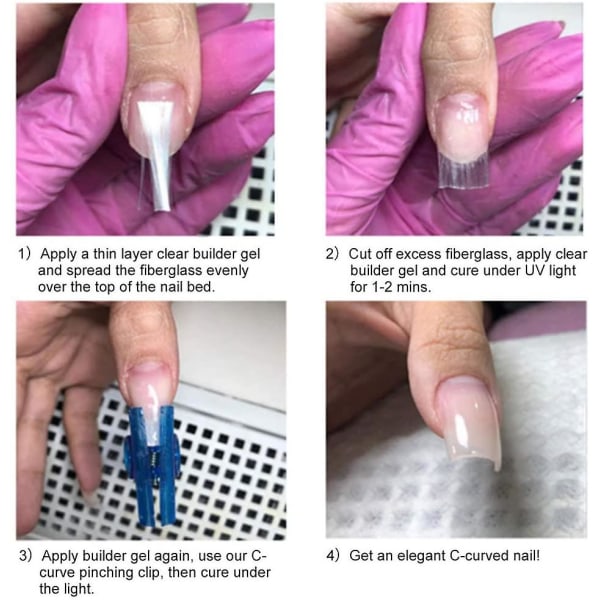 6 stk. negleklemmeclips Manicureværktøj C-kurve negleklemmeklemmer Akrylnegl