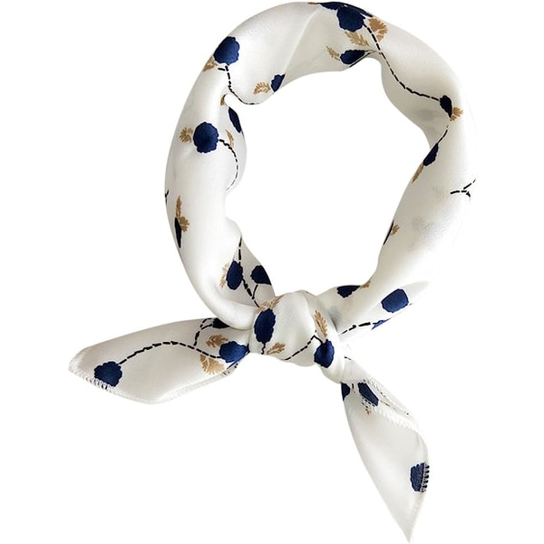 Dammode med satin printed fyrkantig halsduk, fyrkantig halsduk (liten blommig vit, 50 cm)