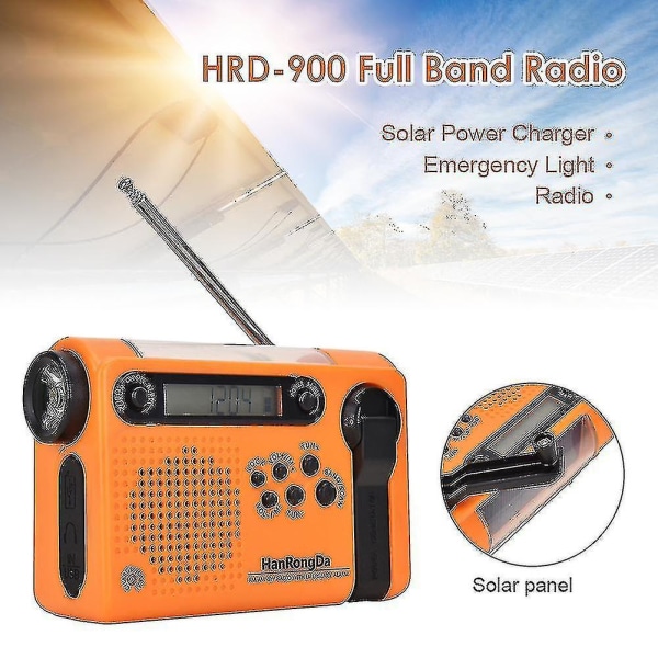 Bärbar nödradio Solar Radio Laddning Handvev Am Fm Reading