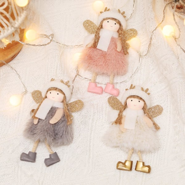 Antler Angel Doll Söt hängande tyg plysch flicka hänge Holiday Present dekoration Vit White