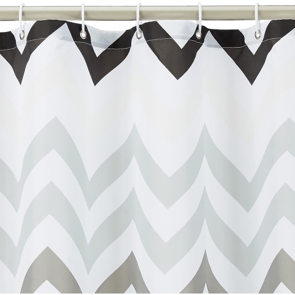 Stof bruseforhæng - 72 x 72 tommer, grå ombre chevron til badeværelse
