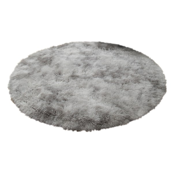 Modern Shaggy rund matta, komfort halkfri golvmatta (färgad ljusgrå, 140 cm x 140 cm)