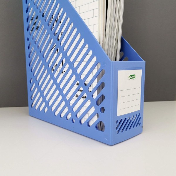 1 stk magasinstativ - Vertikal papiroppbevaring - Dokumentkurv - Bøker og mapper (blå)