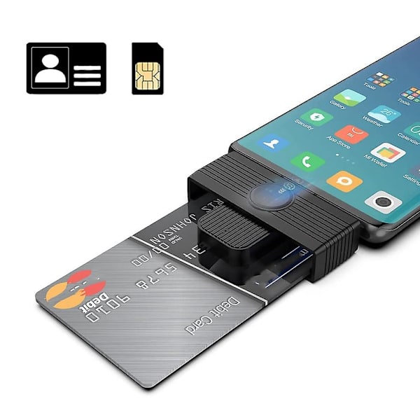 Svart CR318 Smart Card-läsare för bankkort SIM ID Cloner Connector Adapter USB2.0 Standard för och