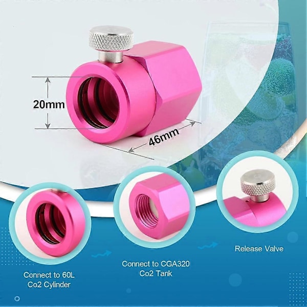 CO2 Påfyllingsadapter Koblingssett for Maker CO2 Sylinder Gjenge CGA320 CO2 Tank Koblingsadapter