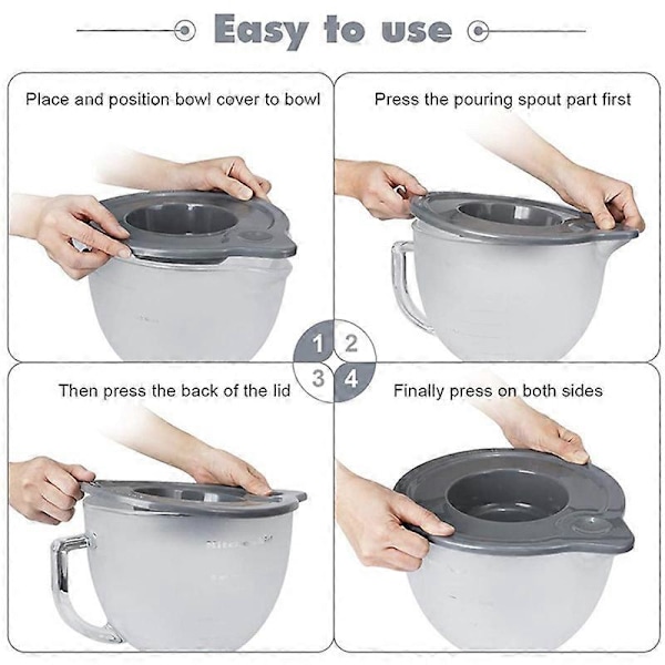 Mikserbolle-deksel kompatibelt med Kitchenaid K5GB 5-Quart Mikser Glassbolleholder KSM150PS KSM152PS/K