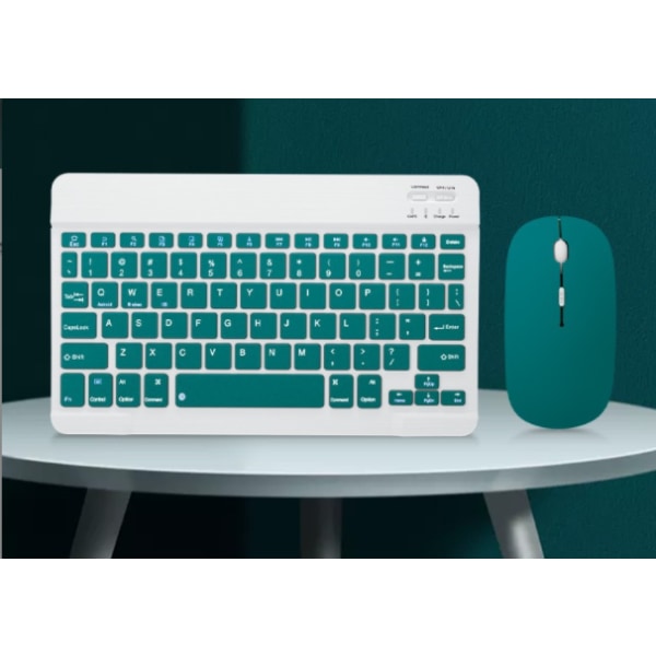 10 tommers trådløst Bluetooth-tastatur og mus for bærbar PC (mørkegrønn)